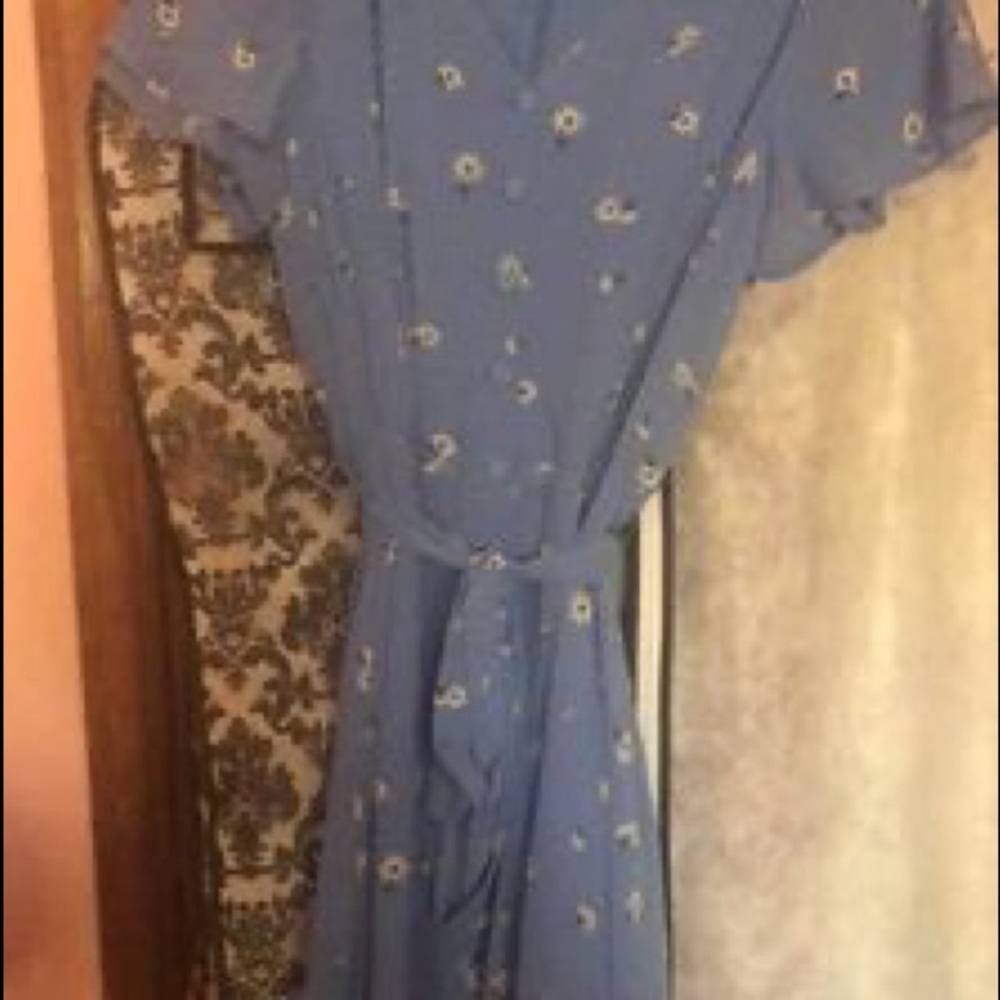NWOT Talbots Blue Floral Button Up Maxi Dress